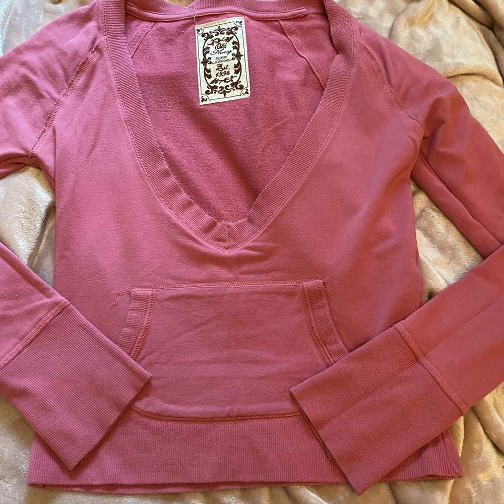 Old Navy pink v-neck sweatshirt, sz M